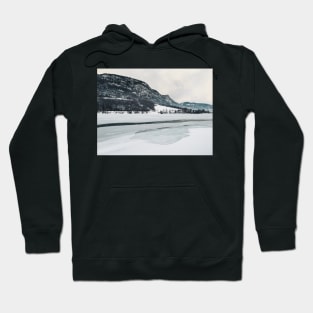 Frozen Lake in Snow-Covered Norwegian Winter Landscape Hoodie